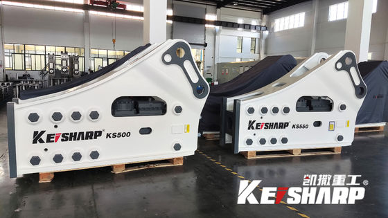 Ausgrubegerät, seitlich montiert, hydraulischer Brecher mit 190 mm Schieferdurchmesser